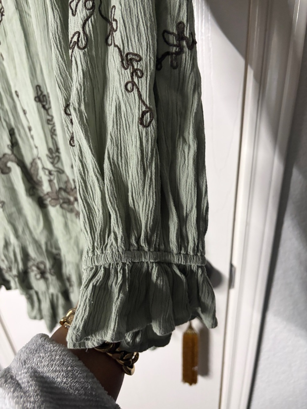 Free People Sage Green Embroidered High-Low Dress - Picture 2 of 4